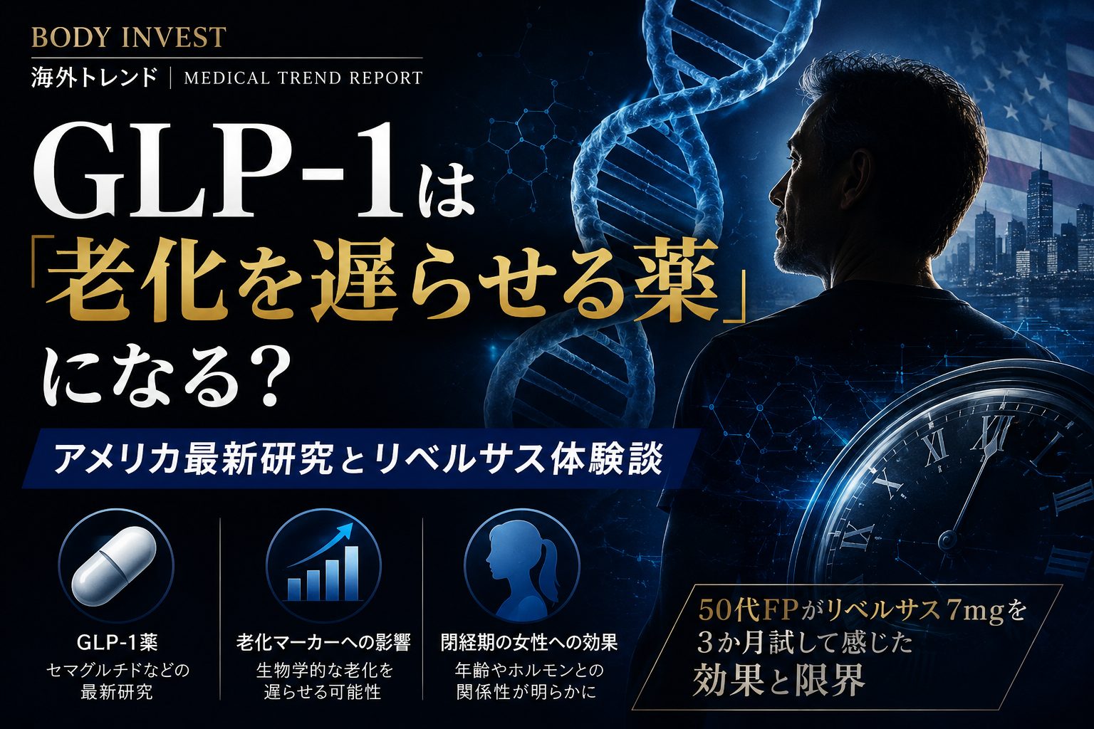 GLP-1は老化を遅らせる薬になる？アメリカ最新研究とリベルサス7mg体験談